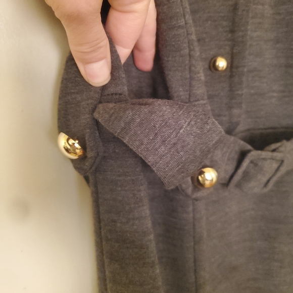 An Original Milly of New York Gray Wool Short Cap Sleeve Gold Button Dress. - Picture 5 of 15